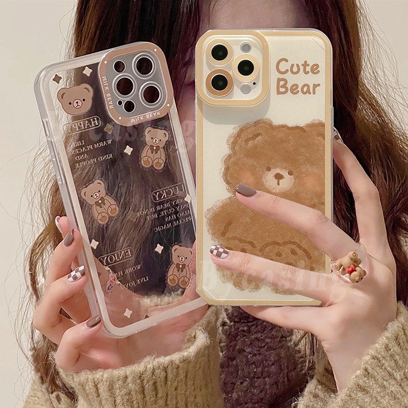 Soft Case TPU Transparan Motif Beruang Untuk Redmi 10C 9C 9A 9T Note 11 Pro Note10S Note 10 5G Note 9 Note7 Note8 Poco X3 GT M3 F3 X3 Pro Mi 11T