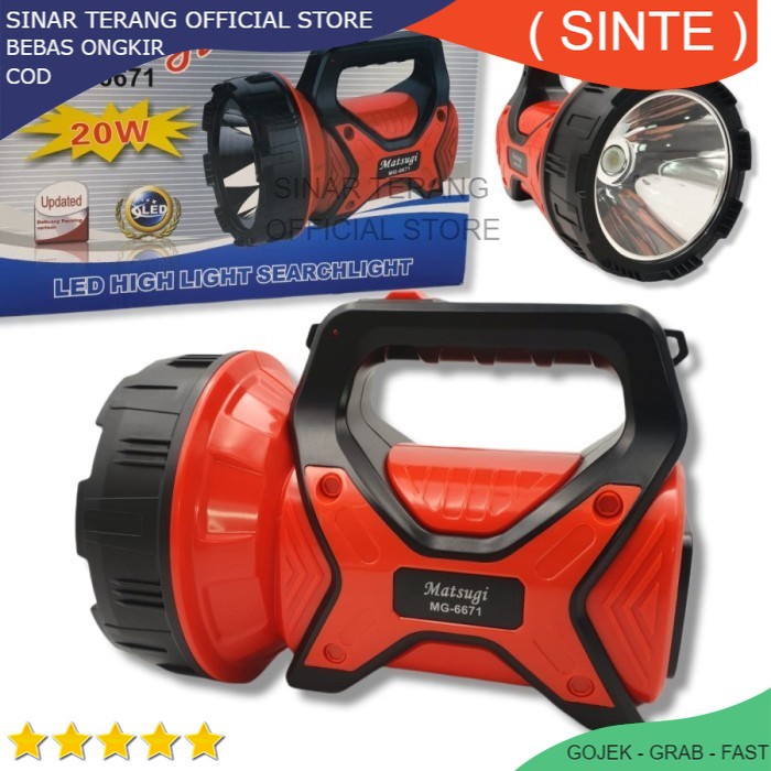 (SINTE) SENTER LED RAMBO MG-6671 20W Jarak Jauh I Senter Tambak Hutan MATSUGI MG6671