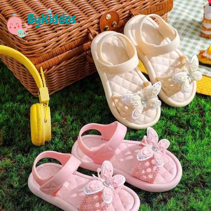 ByKiddos - Sandal BUTTERFLIES Anak Perempuan Impor / Sepatu Sandal Bahan Karet Import 1-5 Tahun