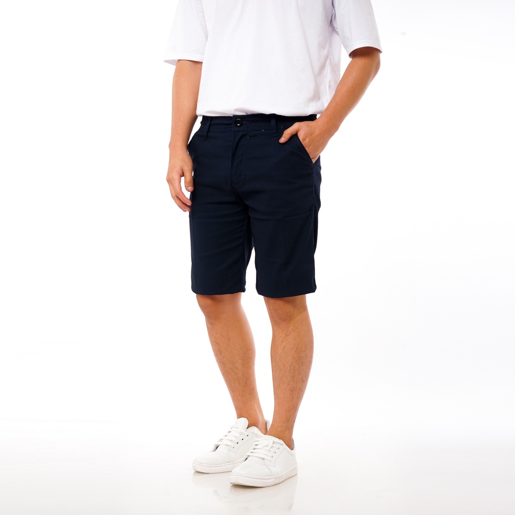 SANVANINA Celana Pendek Chino Slim Fit Biru Dongker | Short Harper Chino Navy Pants EA-026F