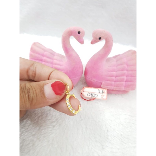 LT1459E240E liontin emas huruf C permata inisial nama abjad emas kuning asli berat 0.700 kadar 70% 1