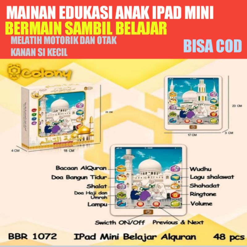 Promo Mainan Permainan Maenan Anak Cowok / Cewek IPad Mini  Elektronik Belajar Mengaji Muslim Alqura