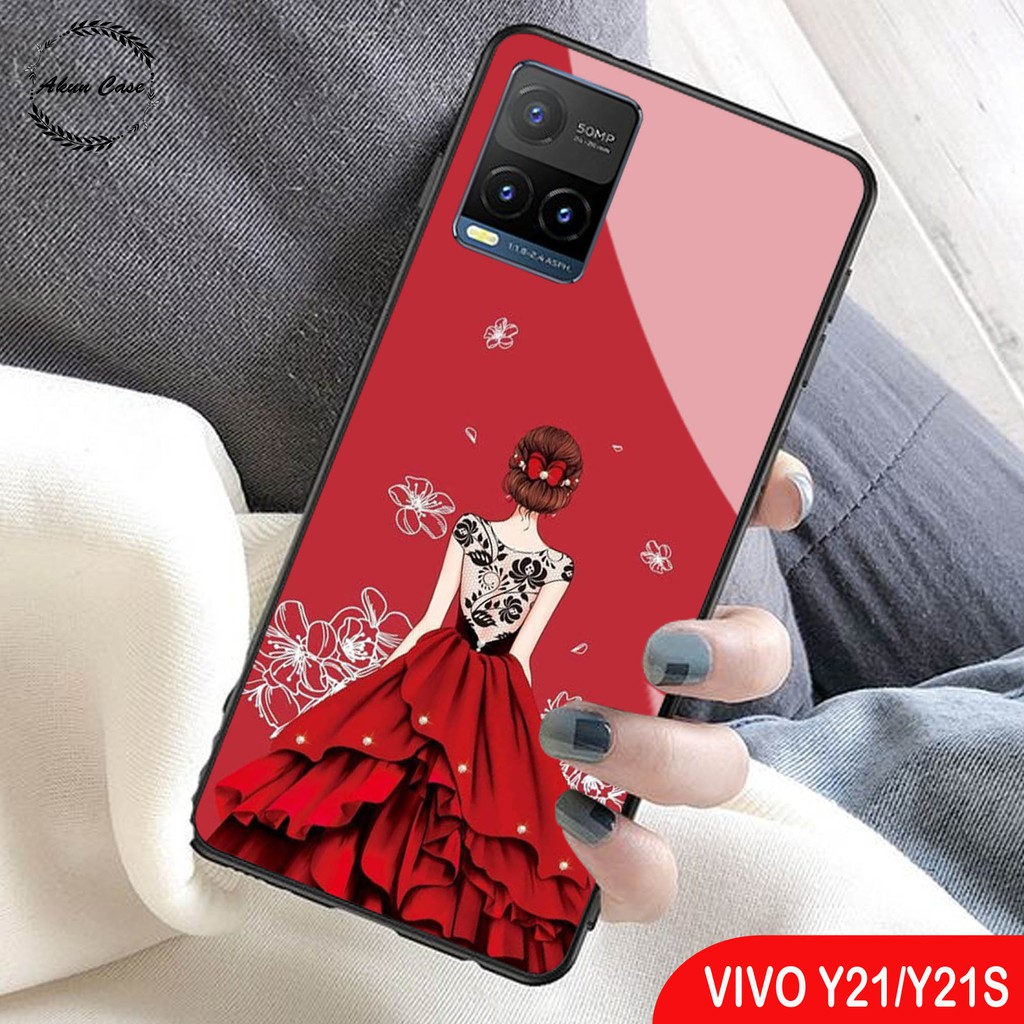 Softcase Glass Kaca Vivo Y21/Y21T/Y33S - Casing Hp Vivo Y21/Y21T/Y33S  - Case Hp Vivo Y21/Y21T/Y33S 