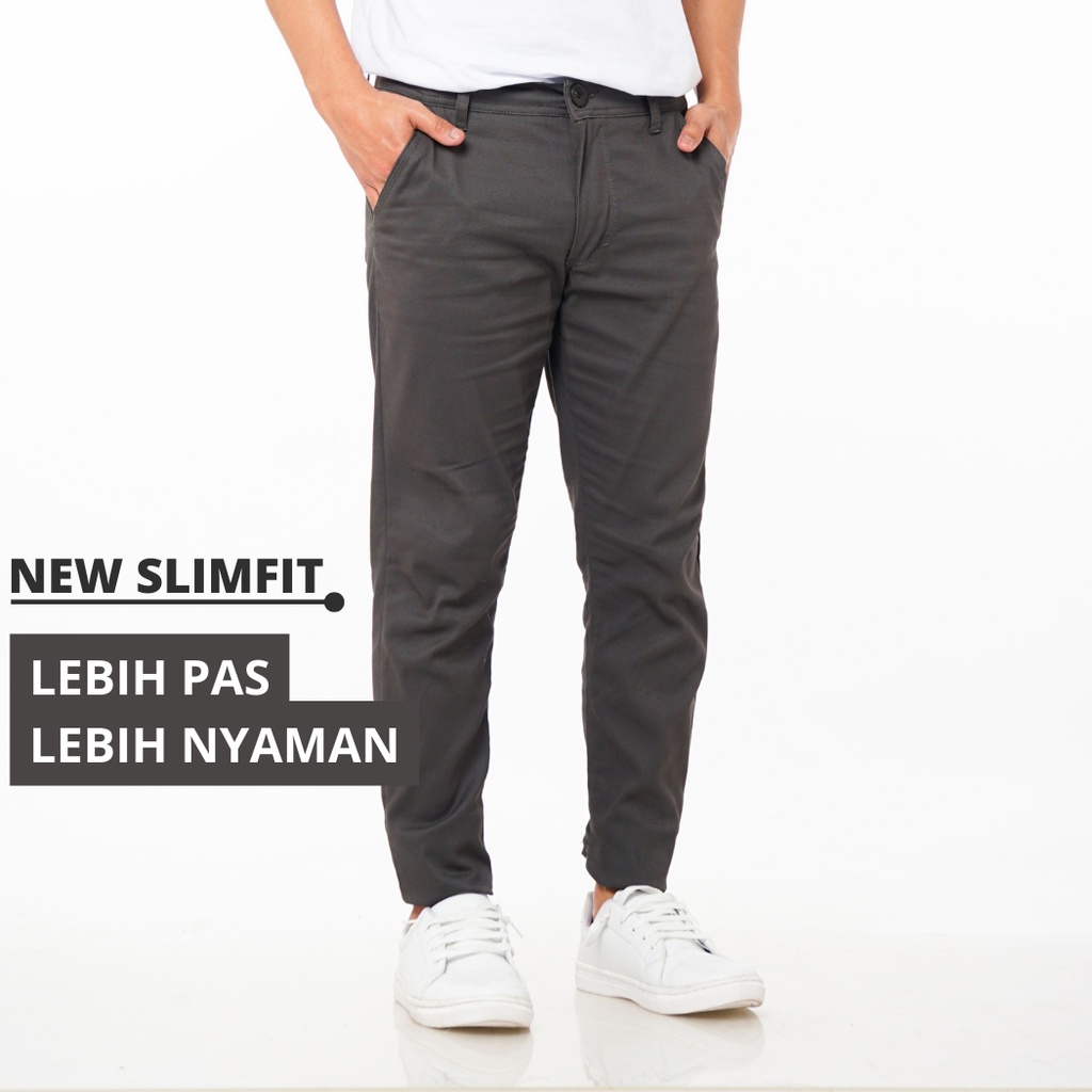 Celana Slim fit Pria Chinos Chino Panjang Katun Twill Kualitas Premium Cino Pants Kasual Pria