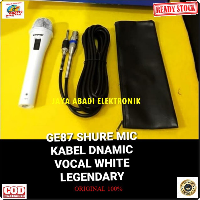 G87 SHURE legendary Mic kabel Microphone cable mik karaoke vocal vokal audio sound system pengeras suara pro profesional mikrophone dynamic legendaris white putih musik G87  BISA SEGALA JENIS AUDIO SYSTEM  TERBUAT DARI BESI METAL  Langsung nyala tanpa bat