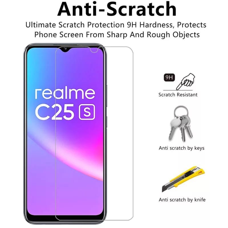 Tempered Glass REALME C25S/C25/C20/C21 Pelindung layar Kaca Bening Handphone
