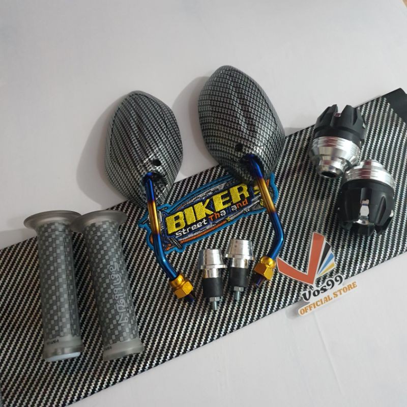 PAKET KOMPLIT SILVER SPION BEAT / JUPITER TWOTONE + GRIP CARBON + JALU STANG + JALU AS + KULIT JOK