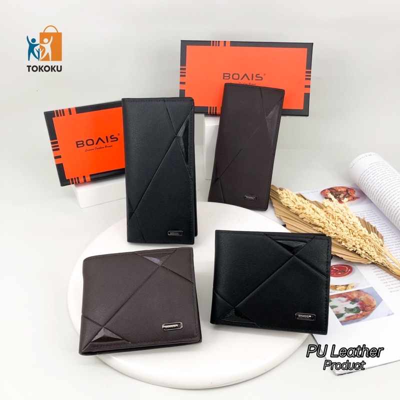 Dompet Lipat Kulit PU Premium Quality Dompet Laki-Laki Import Free Box Dompet Bovis Pria 16