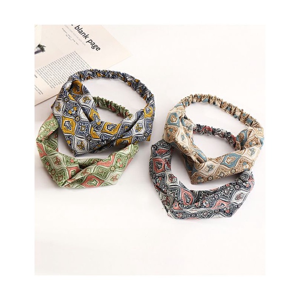 Bandana Motif Etnik Vintage Bando Korea Dewasa Turban Twist Bunga Floral Hijab Batik