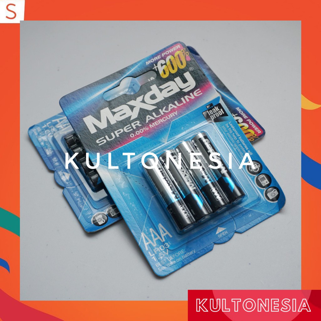 Baterai AAA Maxday Super ALKALINE 4 PCS Baterai AAA A3 1.5V MAXDAY Super Alkaline