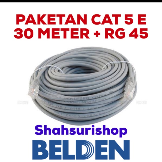 PAKETAN KABEL UTP LAN DATA CAT 5E CAT5E USA 30 M METER + RG45 AMP