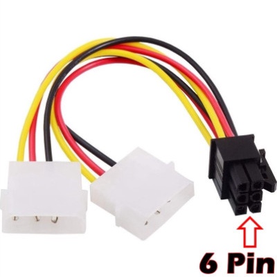 Kabel PCI E 6 Pin Ke Kabel 2 Molex 4 Pin Power Vga