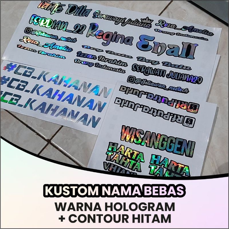 STIKER CUSTOM NAMA BEBAS / STIKER HOLOGRAM