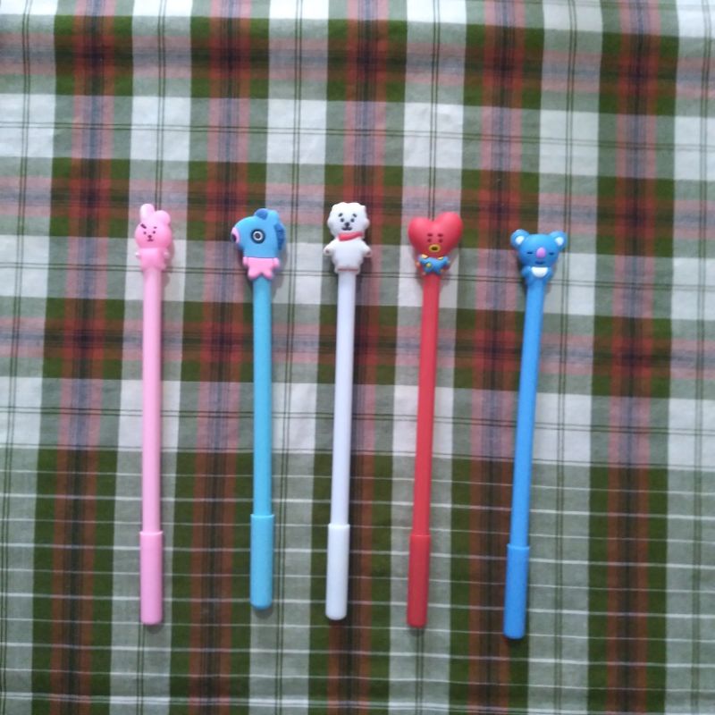 Pulpen KPOP BTS Karakter Lucu / Pen Tinta Hitam Gel Pena Stationary Import / Pulpen Sekolah