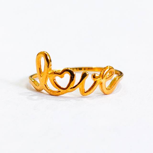 Cincin wanita model love elegant emas asli
