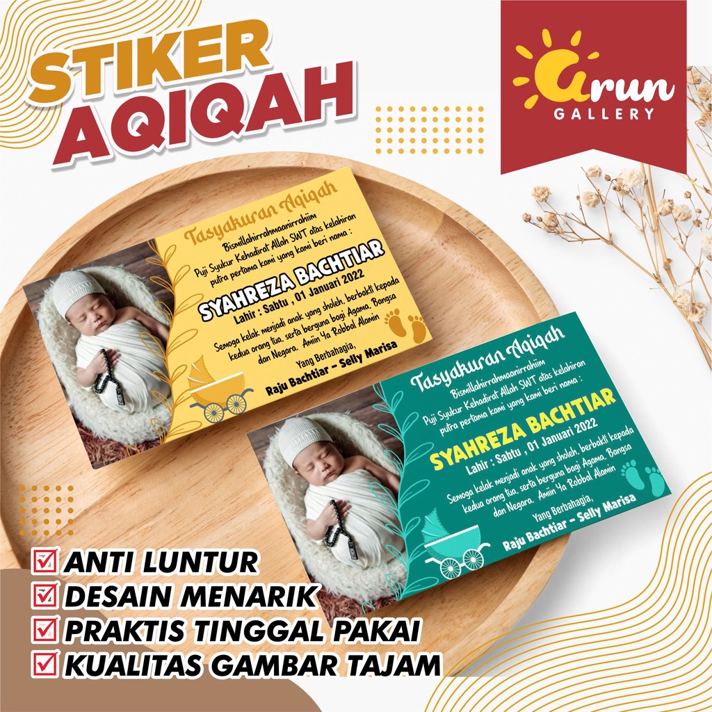 STICKER AQIQAH / STIKER KELAHIRAN BAYI / STIKER PUPUTAN / KARTU NAMA BAYI / STIKER BAYI