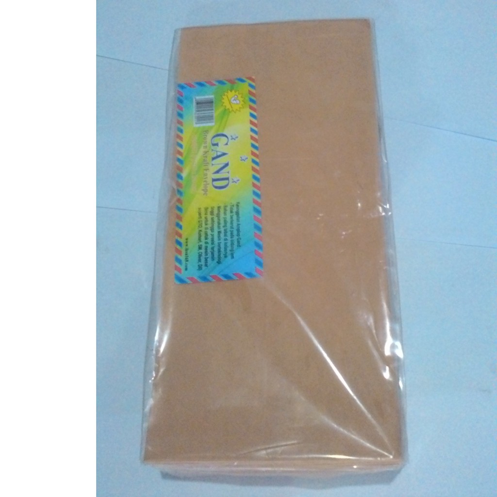 

Amplop coklat kabinet 80gr/ amplop gaji 80gr perpak(100lmbr) uk 110x240mm GAND