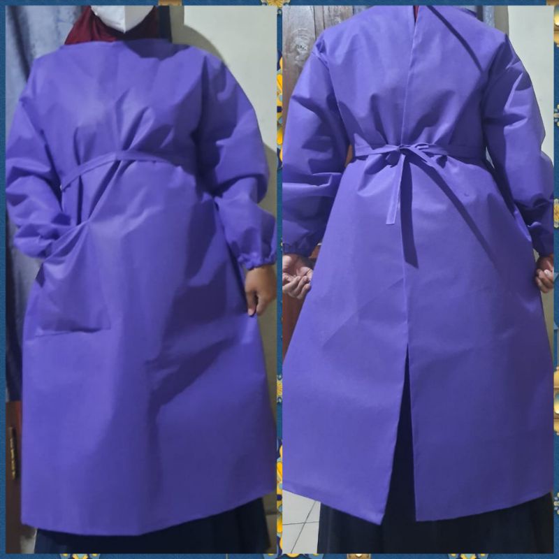 surgical gown baju APD kimono tali blkg, ada saku depan