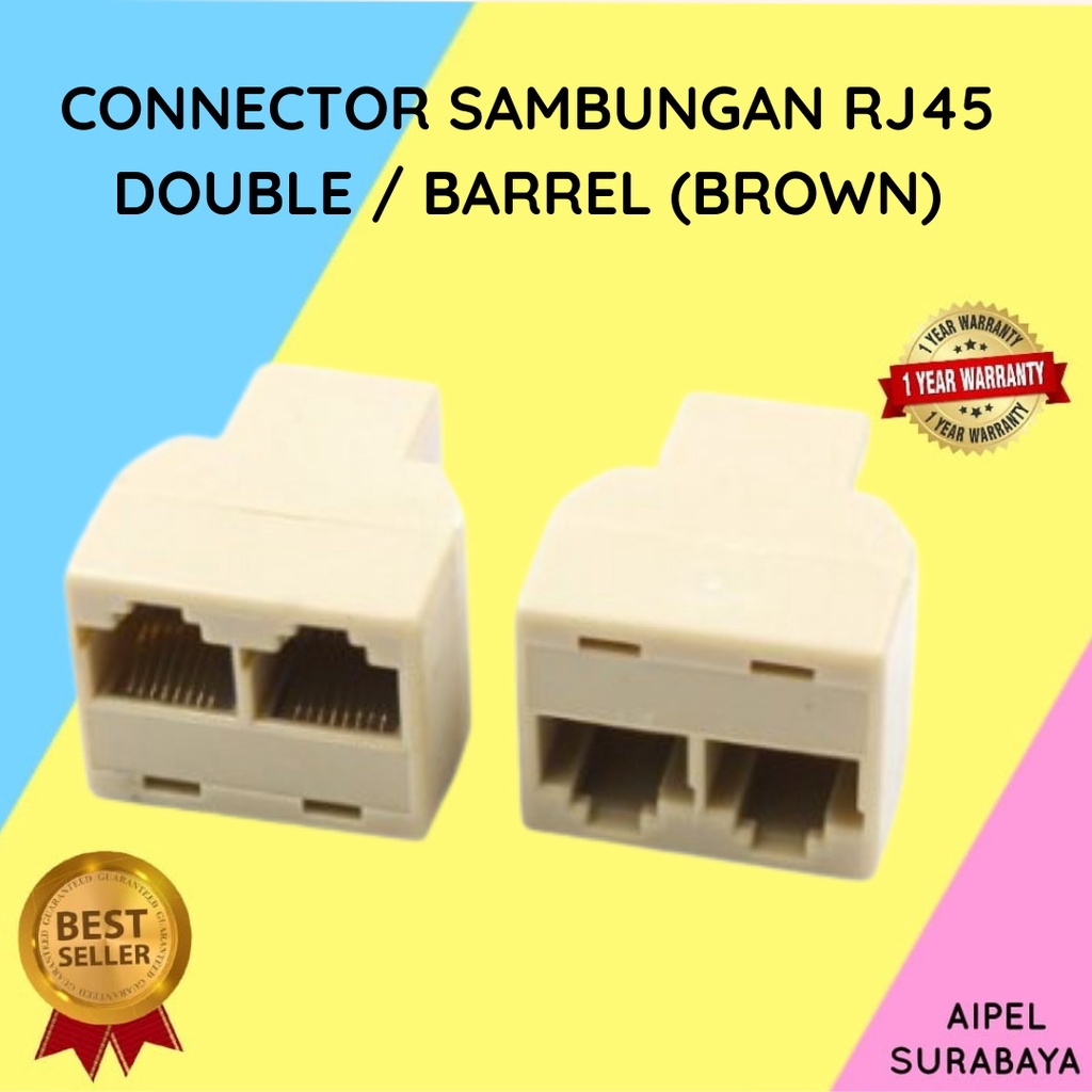 DOUBLE  CONNECTOR SAMBUNGAN RJ45 DOUBLE  BARREL BROWN