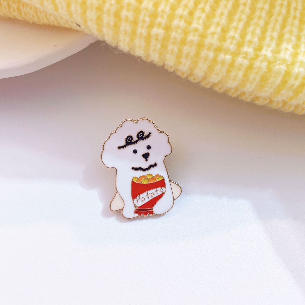 Kartun lucu kelinci anjing beruang hewan paduan bros lencana pria dan wanita mahasiswa tas pakaian d