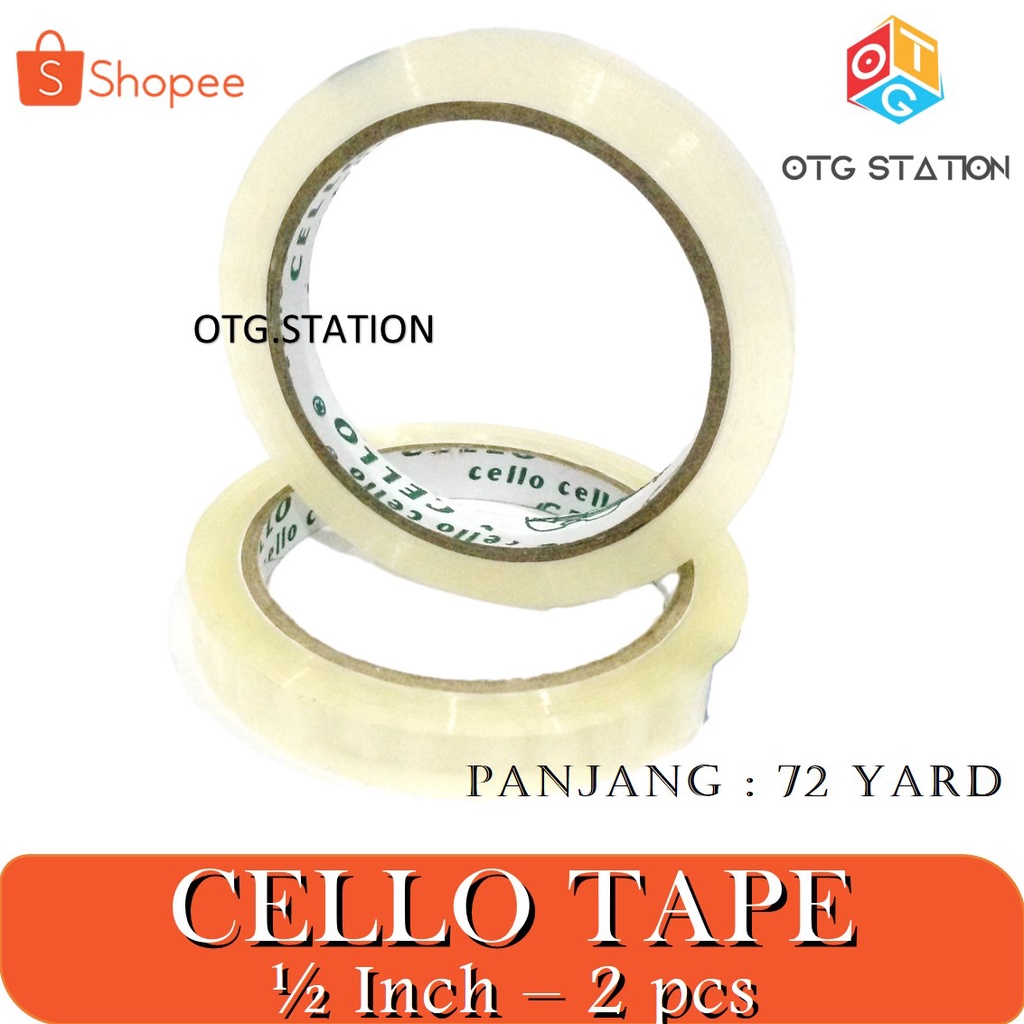 

Cello Tape Bening 1/2 Inch 2 pcs Isolasi Bening Kecil Lem Perekat Bening Alat Isolasi Pembungkus OTG STATION