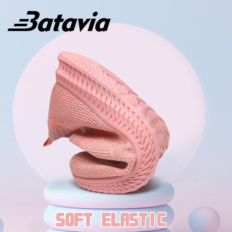 Batavia Merah Jambu sepatu kanvas wanita rajut sepatu wanita sepatu tanpa tali hitam Sepatu Wanita Sport Women Sneakers A117-4