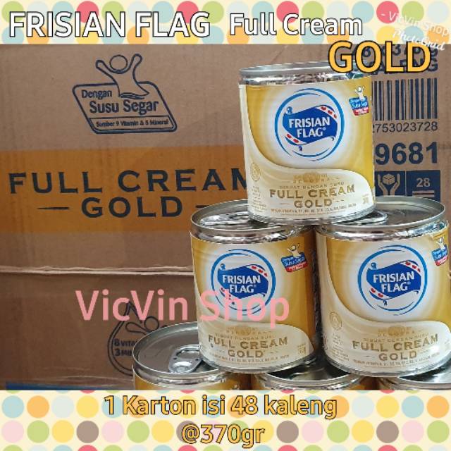 Frisian Flag Susu Kental Manis Gold kaleng 370gr, 1 karton/ dus