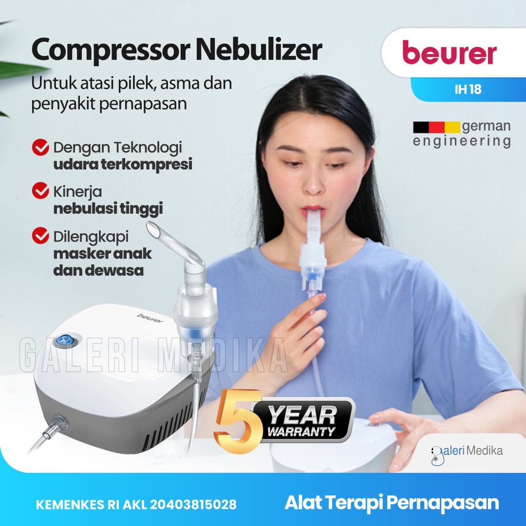 Nebulizer Beurer IH 18 / IH18 / IH-18 - Alat Terapi Pernapasan / Alat Uap