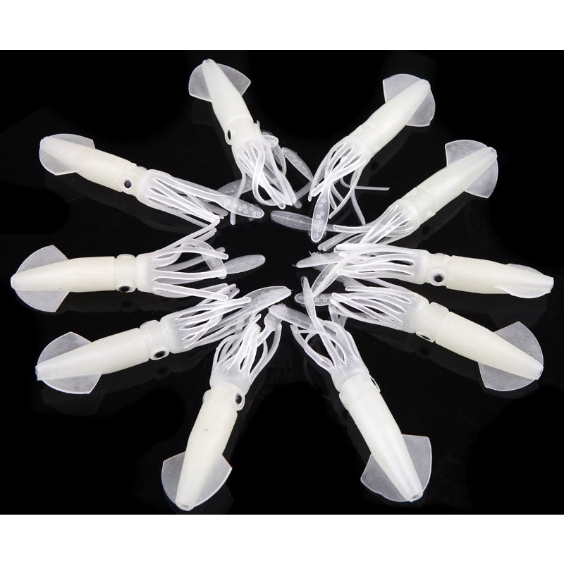 Burle Umpan Pancing Luminous Squid Soft Bait Lure 10 PCS