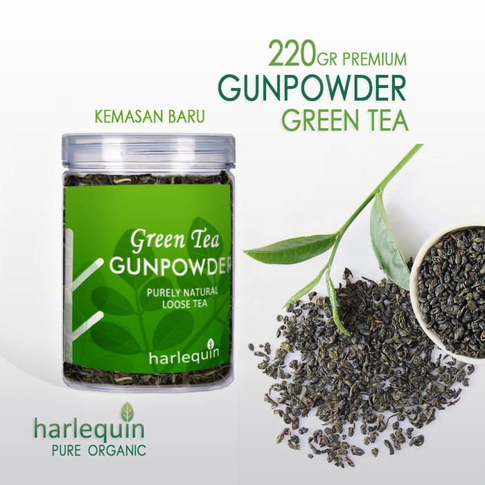 

teh-daun- gunpowder loose tea 220 gram premium grade daun teh hijau -daun-teh.