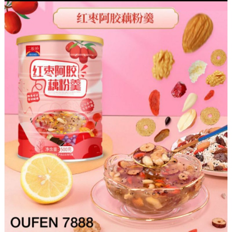 Oufen Lotus Root Powder Red Dates Fruit Nuts / bubuk akar teratai 10 bahan