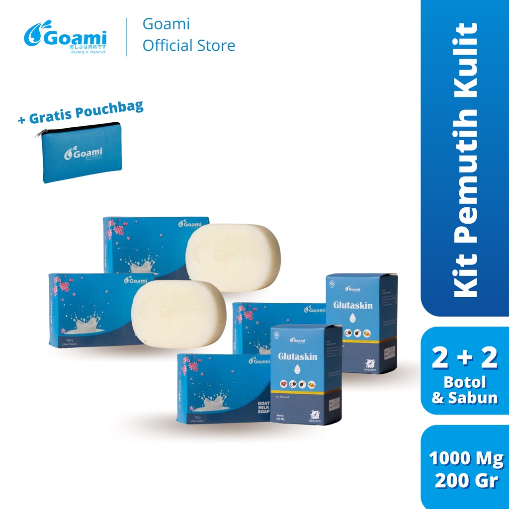 Glutaskin Goami Isi 60 Kapul Gratis 2 Sabun Goami Susu Kambing dan Gratis Pouch Bag - Efektif Cerahk