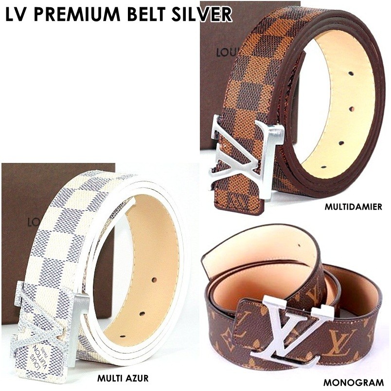 Sabuk / ikat pinggang / belt pria lv premium silver