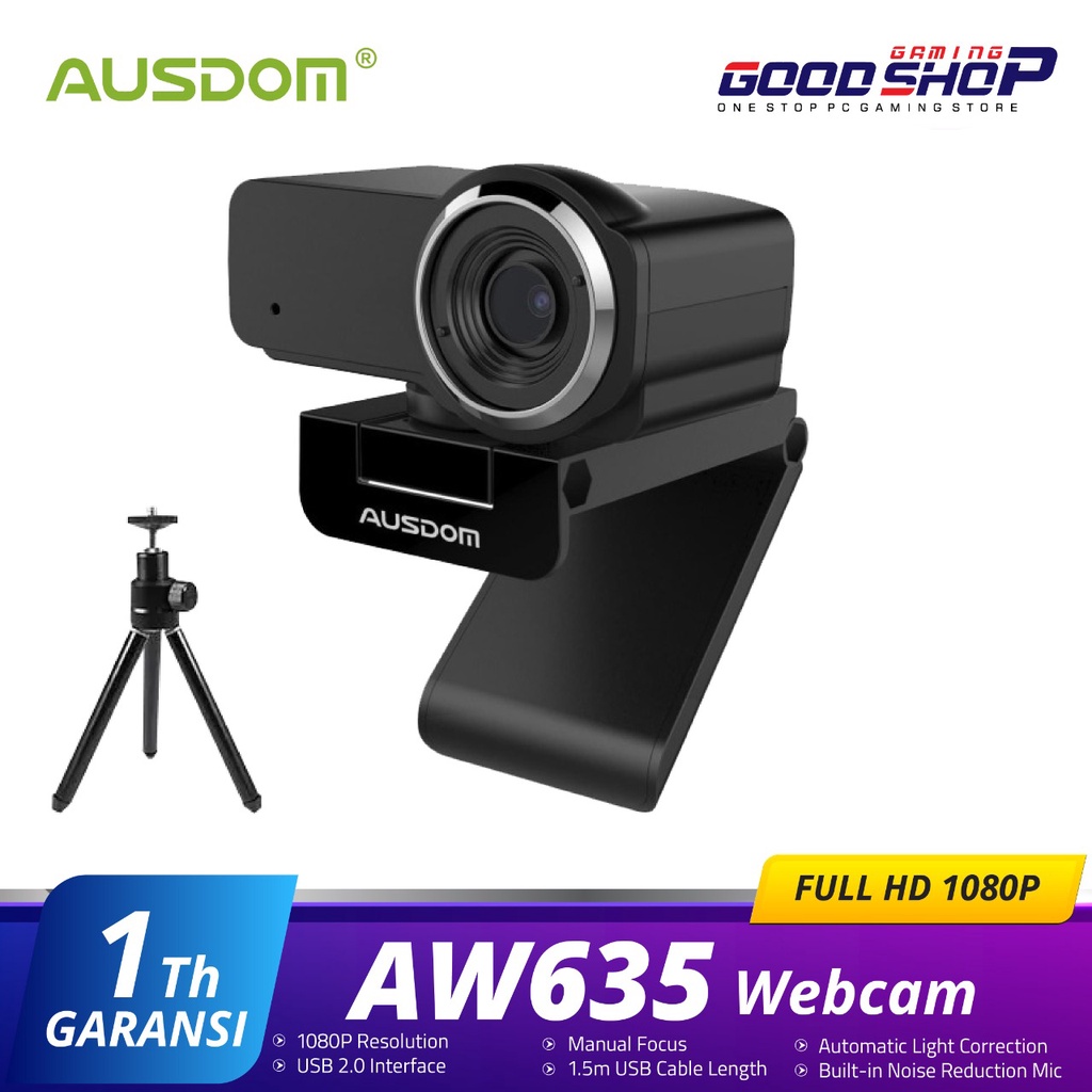 AUSDOM WebCam 1080P 12MP with Built-in Mic Live Streaming - AW635