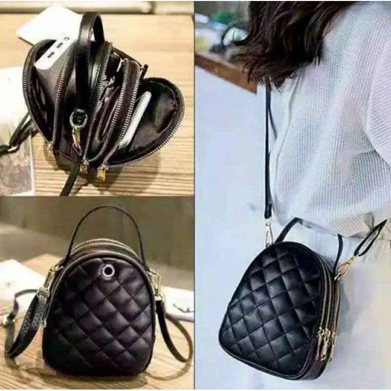 TAS ZARA  SLING WANITA SLING BAG 3 ZIPPER IMPORT