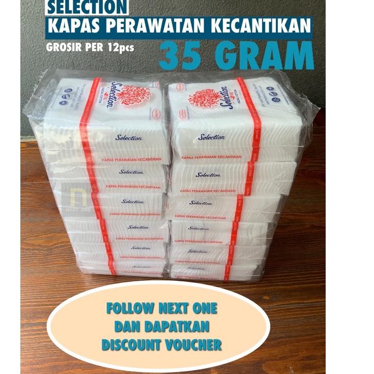 [⚠️MURAH✔️] NEXT - SELECTION KAPAS FACIAL COTTON 35gr PER 12PCS GROSIR