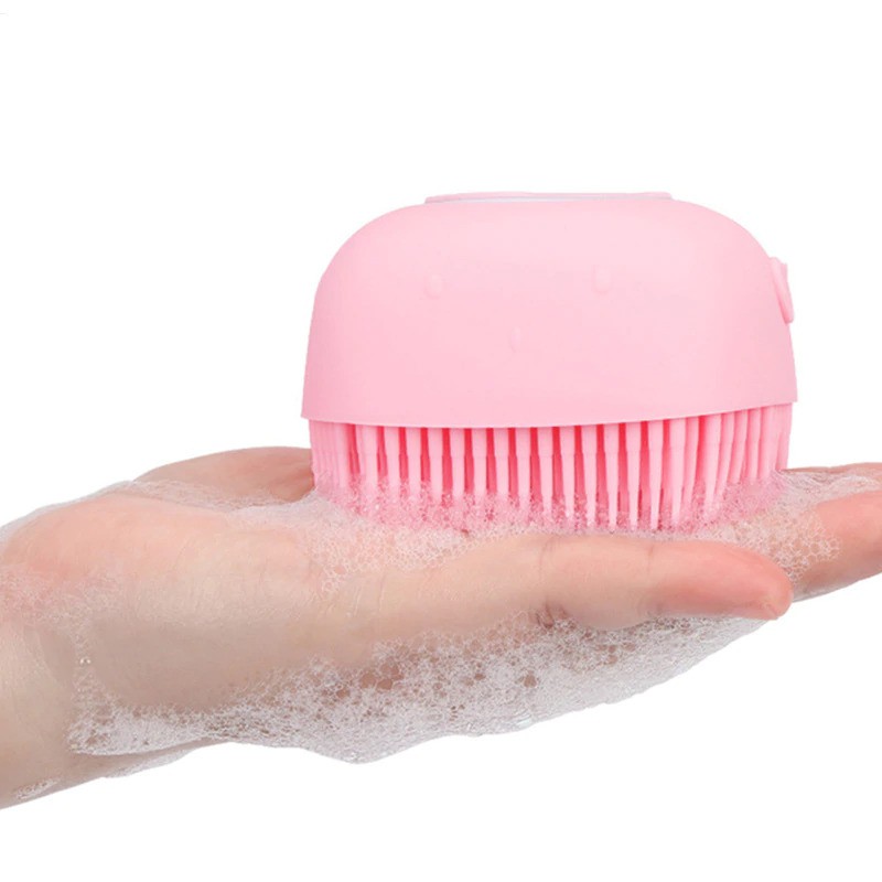 BISA COD Sikat Mandi Badan Bath Brush Soft Silicone with Soap Container 80ml - BWOHOPS LDS17