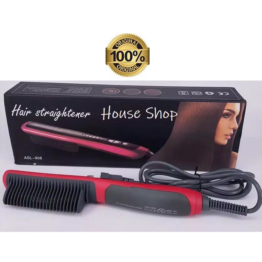 HS-0017 Sisir Profesional Fast Hair Straightener Catok Sisir Pelurus Rambut New Generation HQT-908B