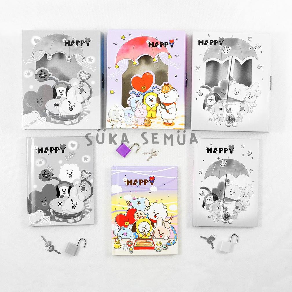 

[PRODUK RHKB0] Buku Diary BT21 - BTS dalam box + gembok // Note Book Notebook Buku Catatan Harian Hardbox Tebal Dengan Kunci KPop Army Bangtan Lucu Imut Bagus Karakter Chimmy Tata Cooky Koya - warna pink biru ungu - COD ( Bandung ) MY0