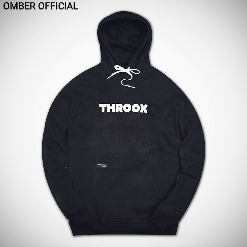 Throox Hoodie sweater II Belley Black Sablon Throox Putih Ready