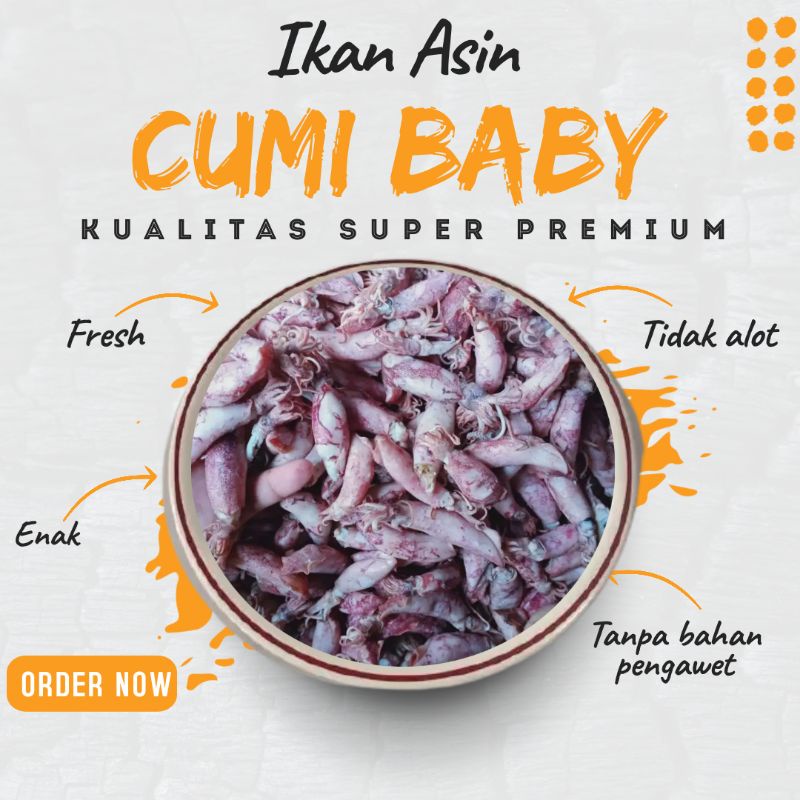 

Baby Cumi Asin Semi Kering 1kg Kualitas Super Premium