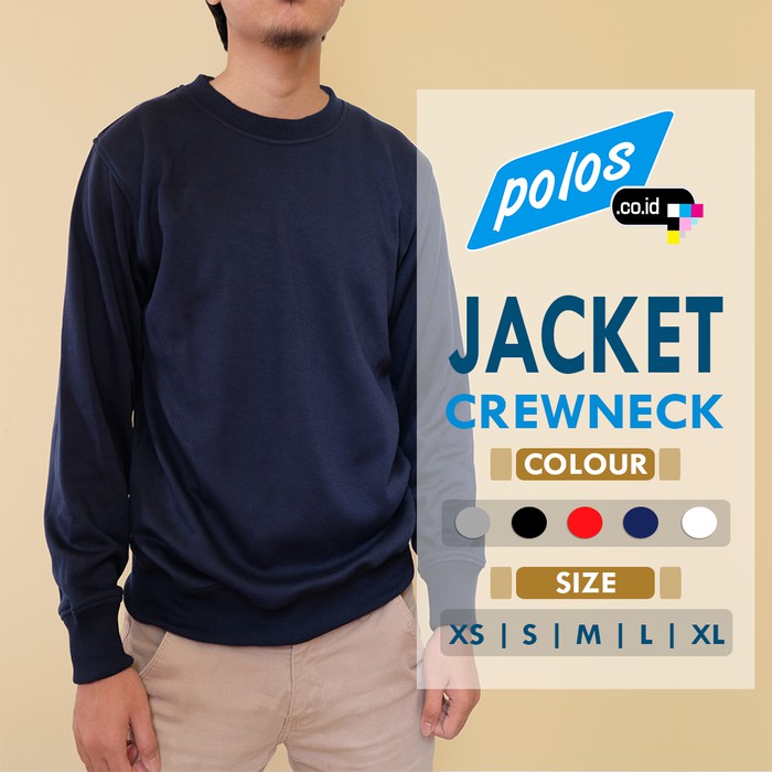 Promo Sweater Pria Cowok Distro Rajut Pria  Jaket Sweater Polos Crewneck - Navy, Xs