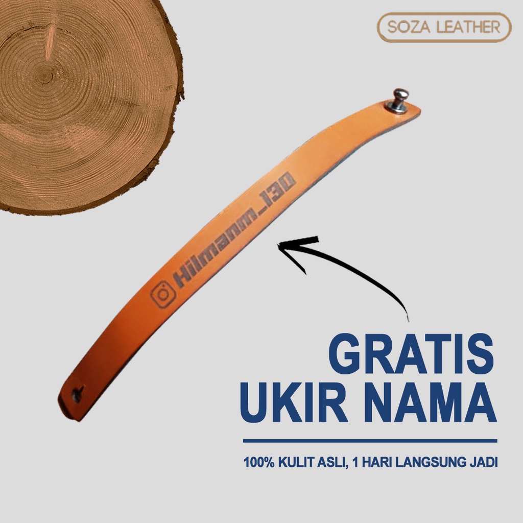 Gelang Kulit Custom Nama Original Kulit Sapi