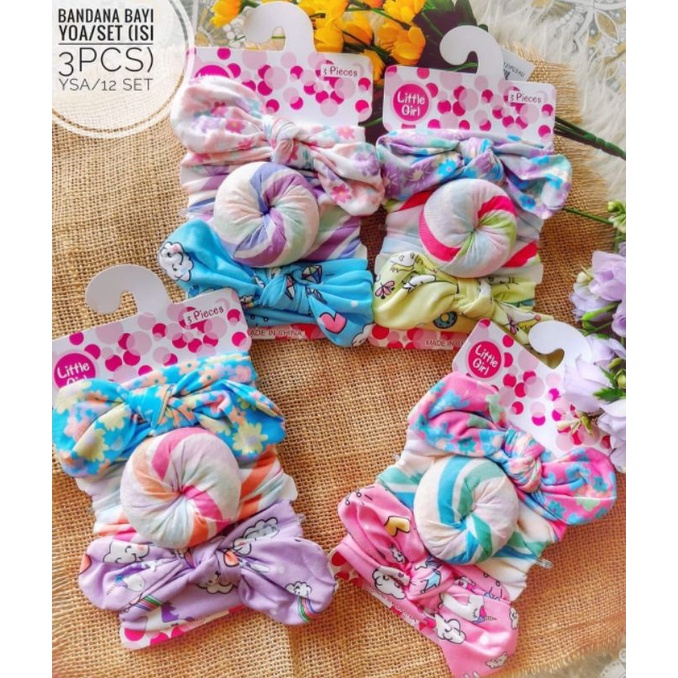 Turban Anak Bandana baby motif import Headband (1 set isi 3pcs)