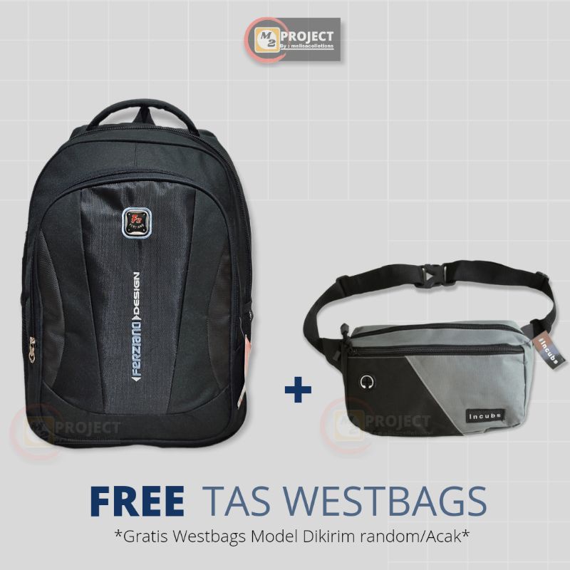 Tas Ransel Pria 25 Liter  Tas Sekolah Tas Kerja Gratis Westbags Gratis Raincover