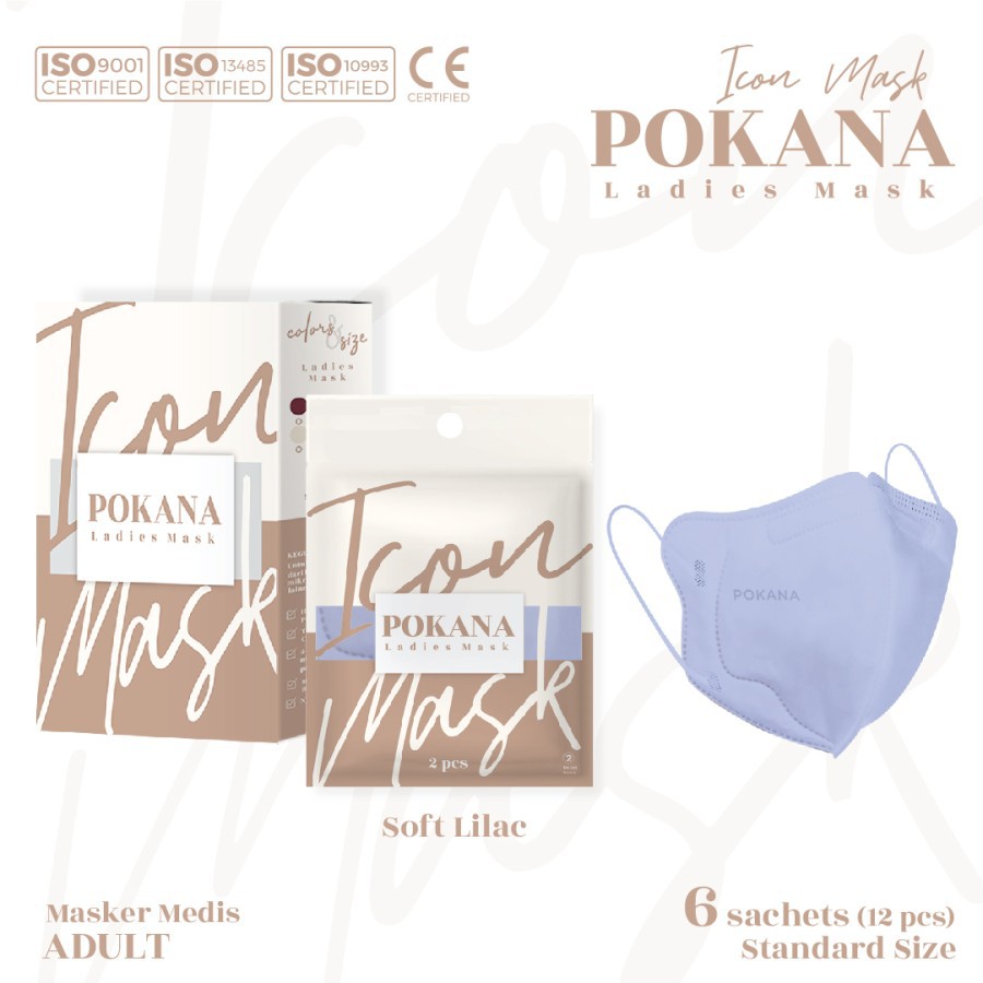 POKANA ICON (Ladies /Gentle Mask) 4ply Medical Mask (isi 2 pcs) 100% ORI GARANSI UANG KEMBALI