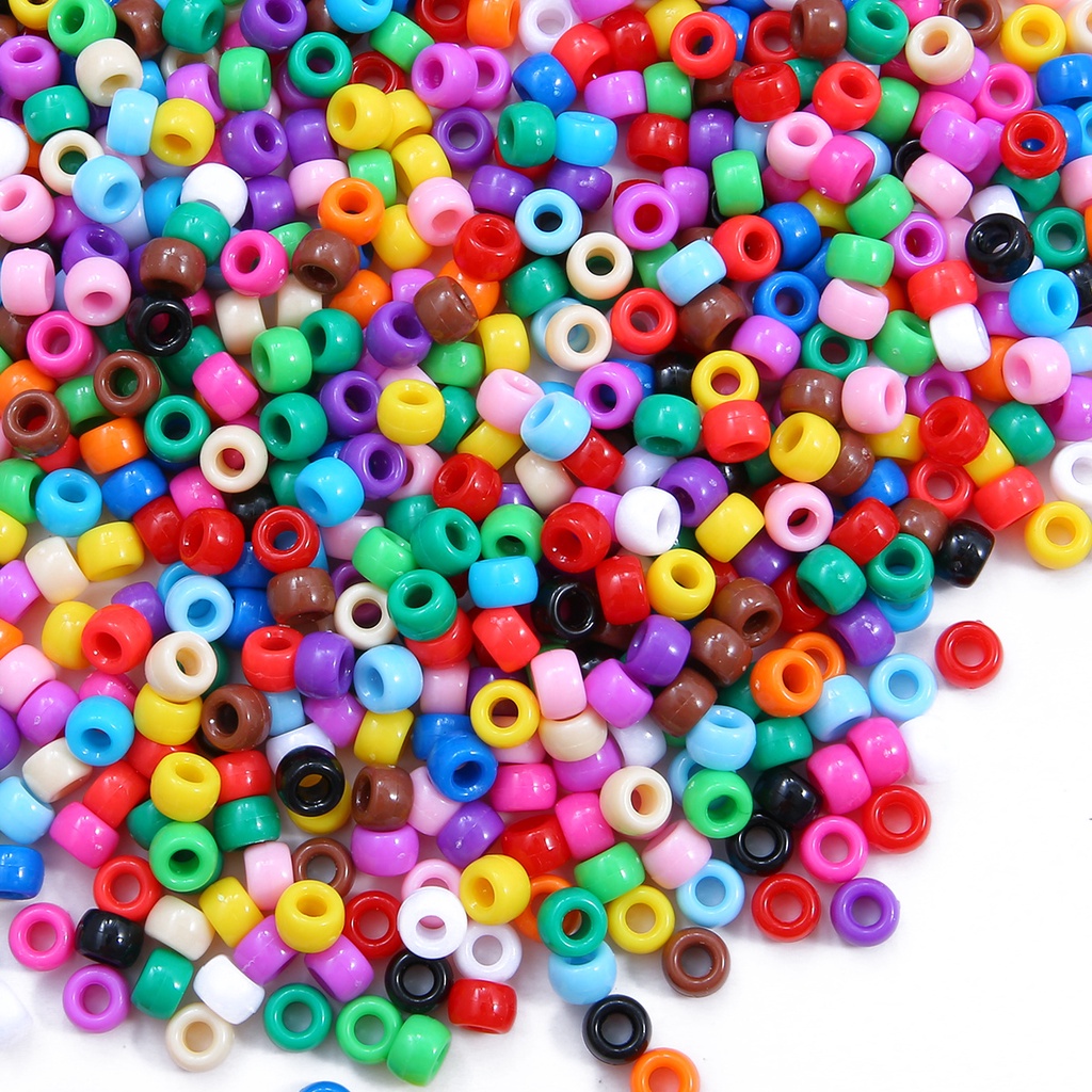 Baru 100 Pcs 9X6 Mm Warna Solid Bulat Transparan Manik-manik Akrilik Spacer Manik-manik DIY Buatan Tangan Perhiasan Gelang