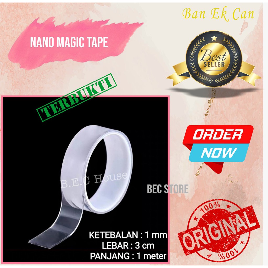

[50gram][1mmX1meter] Double Tape Nano Tape Ivy Grip Tape Isolasi Selotip 2 Sisi Kuat Dicuci
