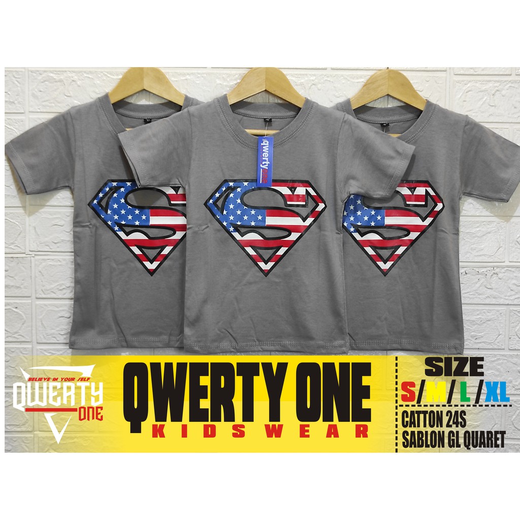 Kaos Anak Distro SUPERMAN Abu 1-8 Tahun