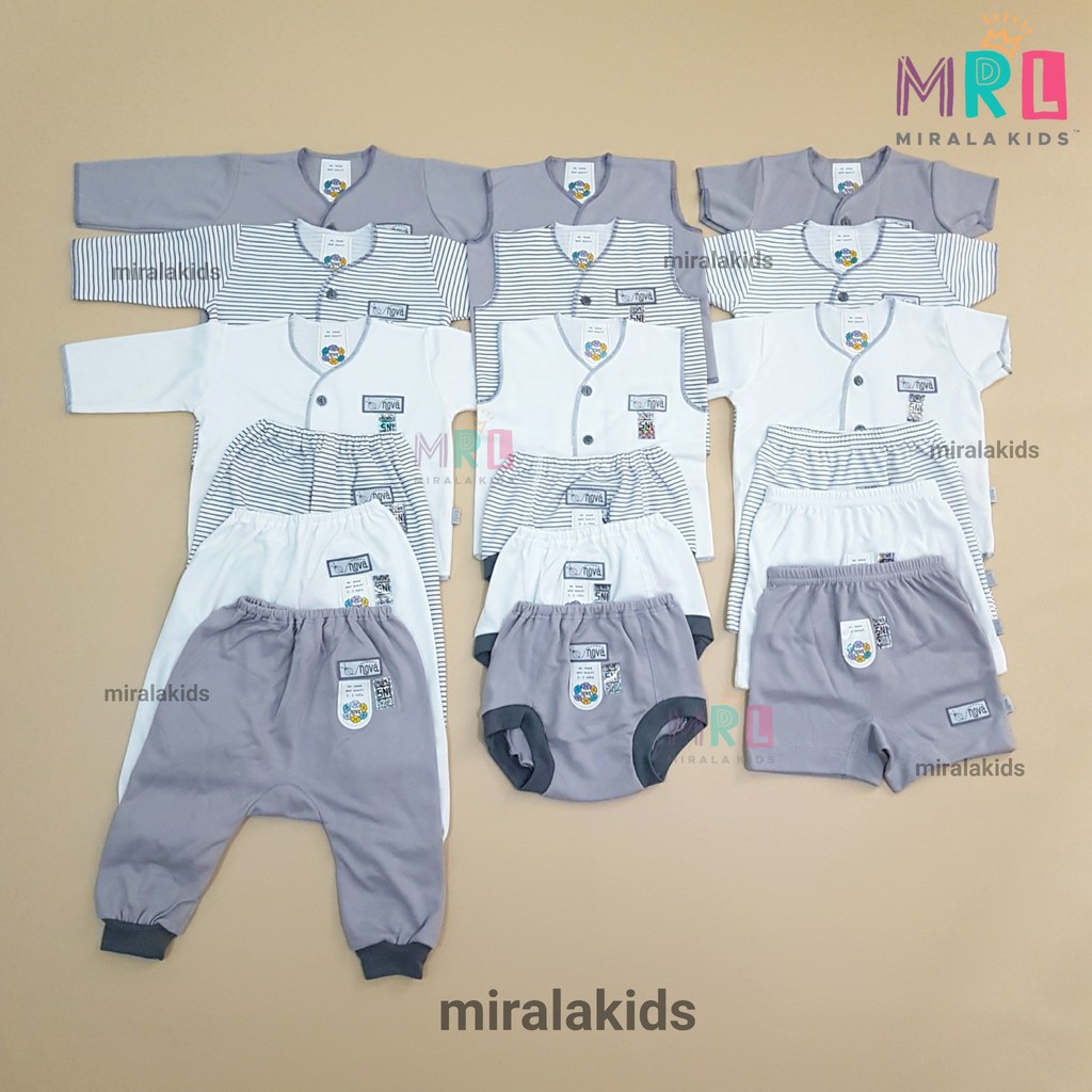 Paket Nova Baju Bayi Seri Coklat dan Abu SNI - Paket Newborn Bayi Baru Lahir